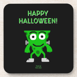FrankenCheese Halloween Greetings Plastic Coaster