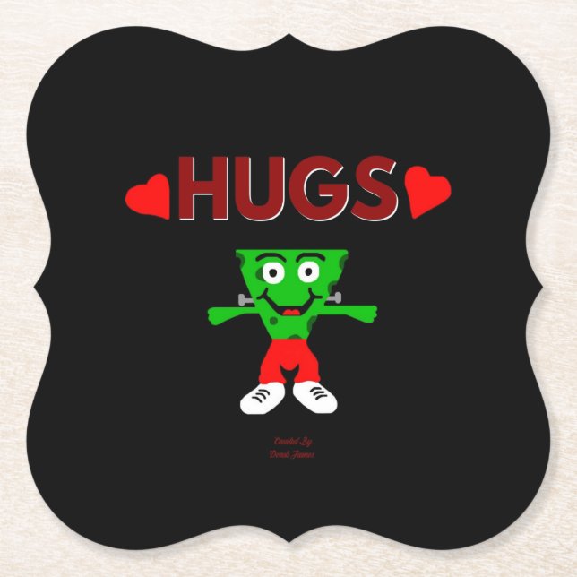 FrankenCheese Hugs Bracket Paper Coaster (Front)