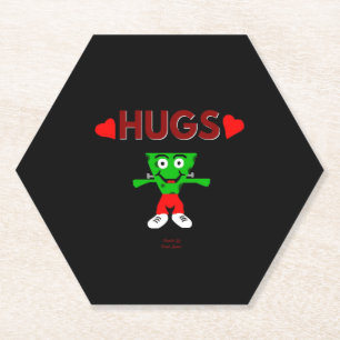 FrankenCheese Hugs Hexagon Paper Coaster