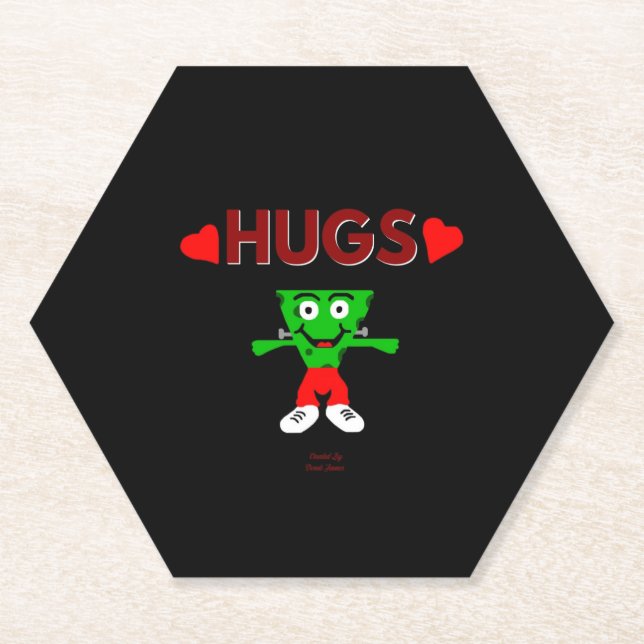 FrankenCheese Hugs Hexagon Paper Coaster (Front)