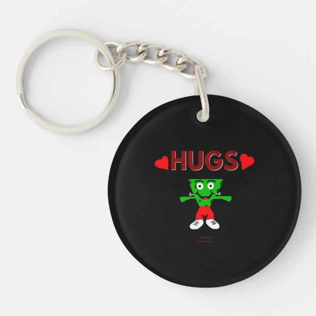 FrankenCheese Hugs Round Keychain (Front)