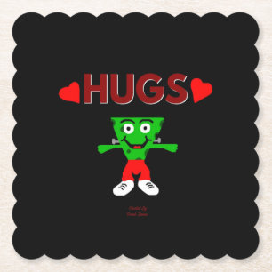 FrankenCheese Hugs Scalloped Square Paper Coaster