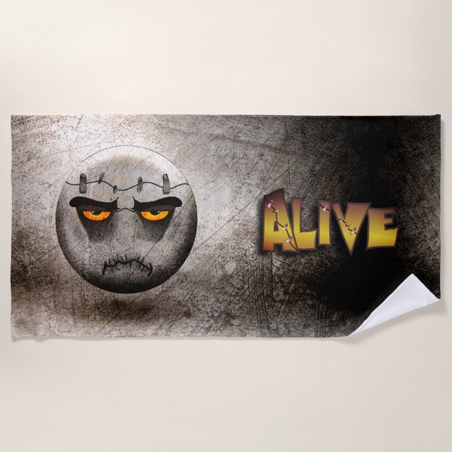 Frankenmoji Vintage Beach Towel (Front)