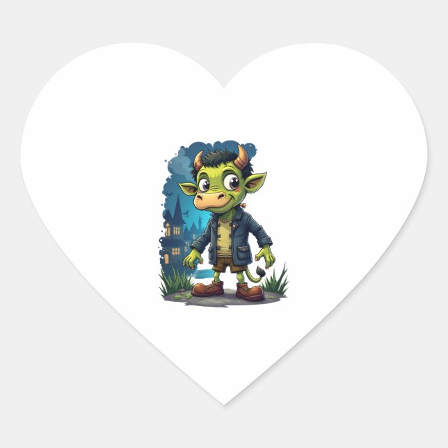 Frankenmoo Heart Sticker (Front)