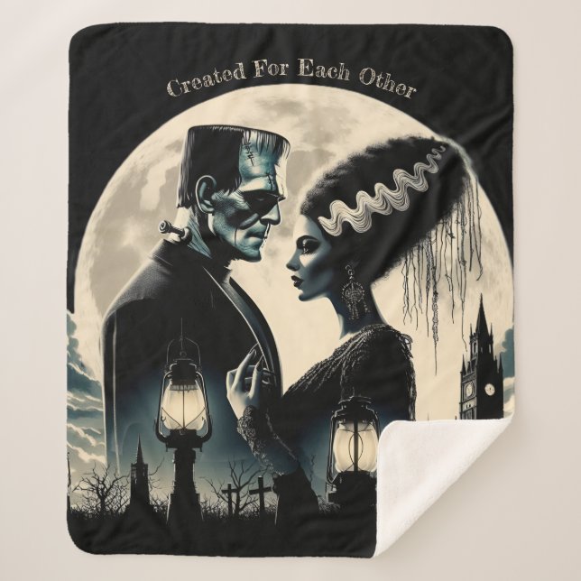 Frankenstein and Bride of Frankenstein Blanket (Front)