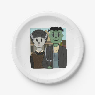 Frankenstein and bride of Frankenstein Paper Plate