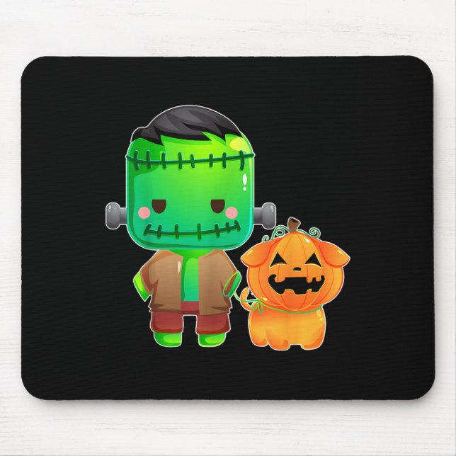 Frankenstein And Pumpkin Dog Halloween Mouse Pad (Front)