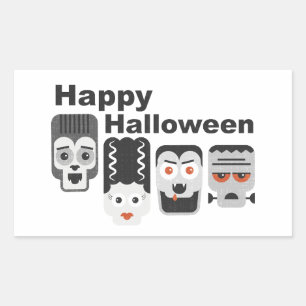 Frankenstein and spooky friends - black, white and sticker