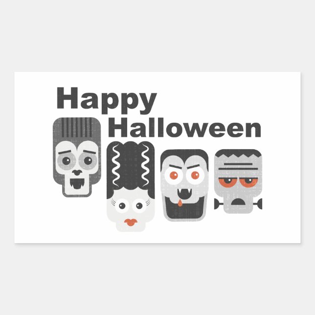 Frankenstein and spooky friends - black, white and sticker (Front)
