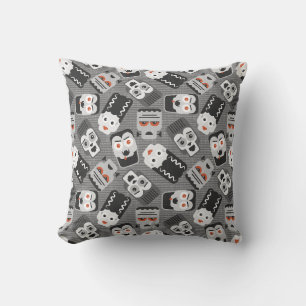 Frankenstein and spooky friends - black, white and throw pillow