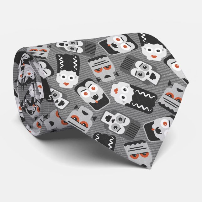 Frankenstein and spooky friends - black, white and tie (Rolled)