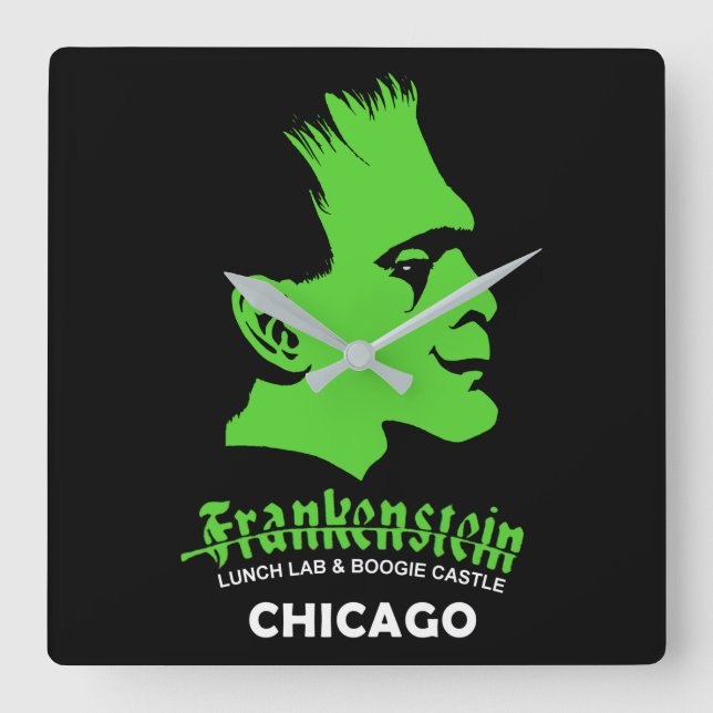 Frankenstein, Bar, Disco, Chicago, Illinois Square Wall Clock (Front)