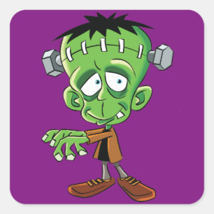 FRANKENSTEIN CARTOON SQUARE STICKER