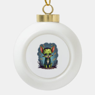 Frankenstein Chihuahua Shock Ceramic Ball Christmas Ornament