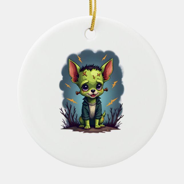 Frankenstein Chihuahua Shock Ceramic Ornament (Front)