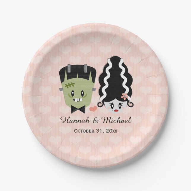 Frankenstein Couples Wedding Paper Plate (Front)