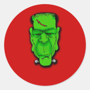 Frankenstein Face Caption it Yourself!  T shirts Classic Round Sticker