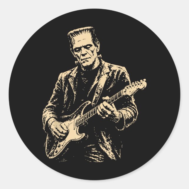 Frankenstein Guitar Classic Round Sticker (Front)