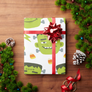 Frankenstein Halloween Illustration Cute  Wrapping Paper