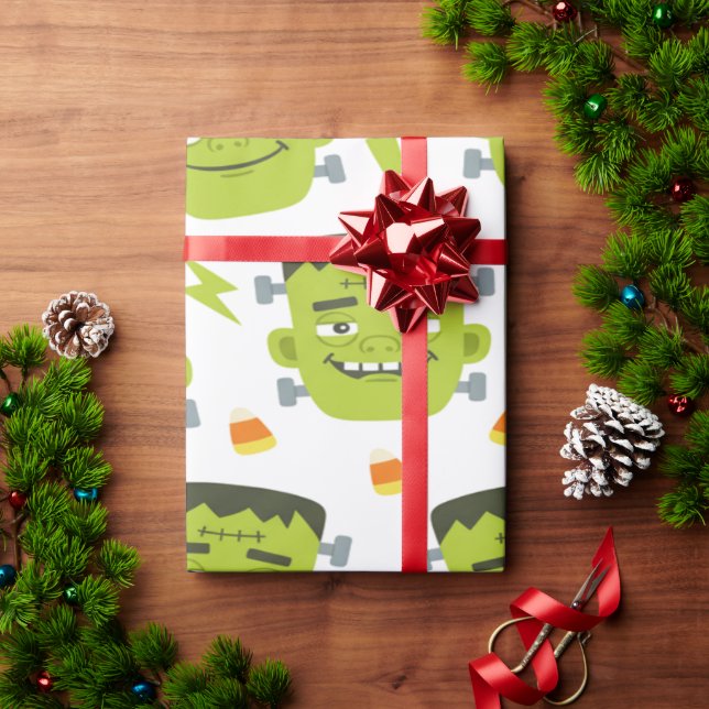 Frankenstein Halloween Illustration Cute  Wrapping Paper (Holiday Gift)