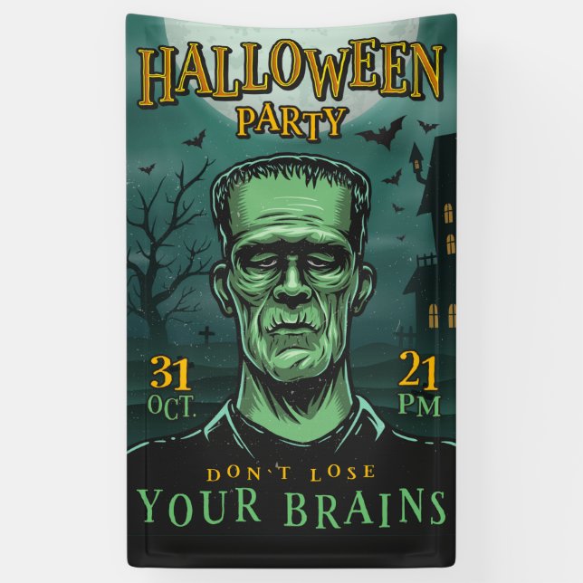 Frankenstein Halloween party Banner (Vertical)