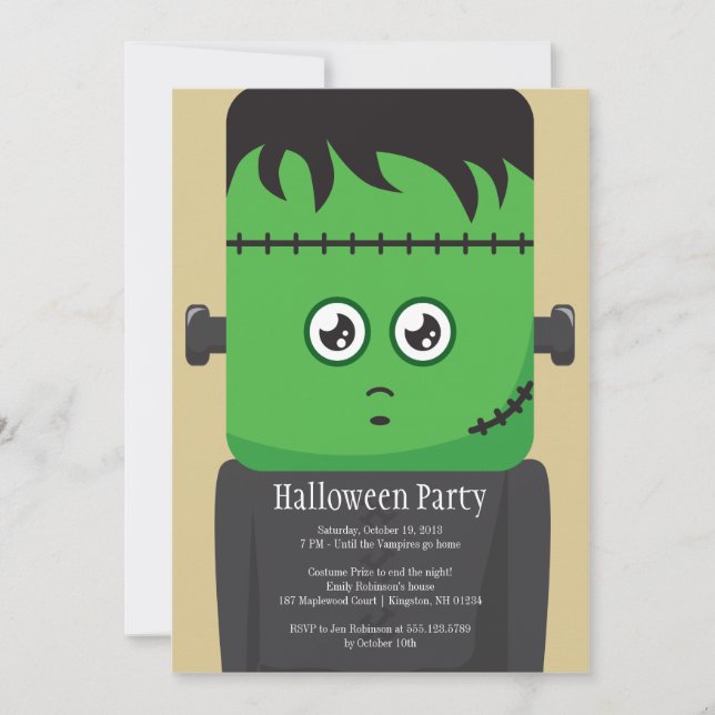 Frankenstein Halloween Party Invitation (Front)