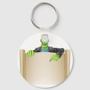 Frankenstein Halloween Sign Scroll Keychain