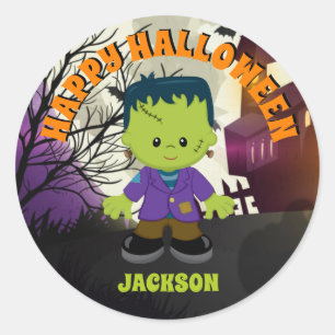 Frankenstein Halloween Stickers Kids Personalized