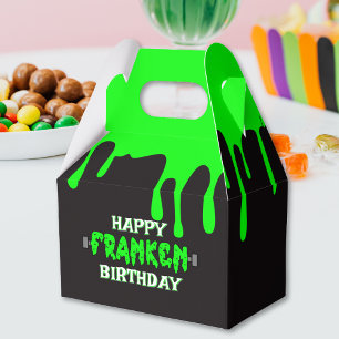 Frankenstein Happy Birthday Halloween Green Slime Favor Box