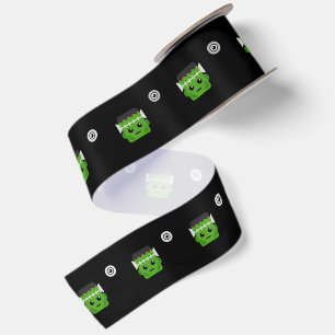 FRANKENSTEIN HEAD PATTERN SATIN RIBBON