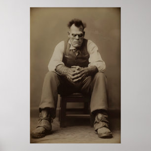 Frankenstein in Studio Vintage Gothic Art Poster
