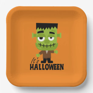 Frankenstein It's Halloween Paper Plate