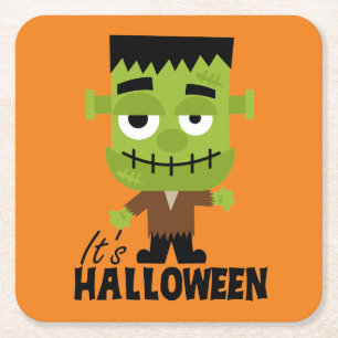 Frankenstein It's Halloween Square Paper Coaster