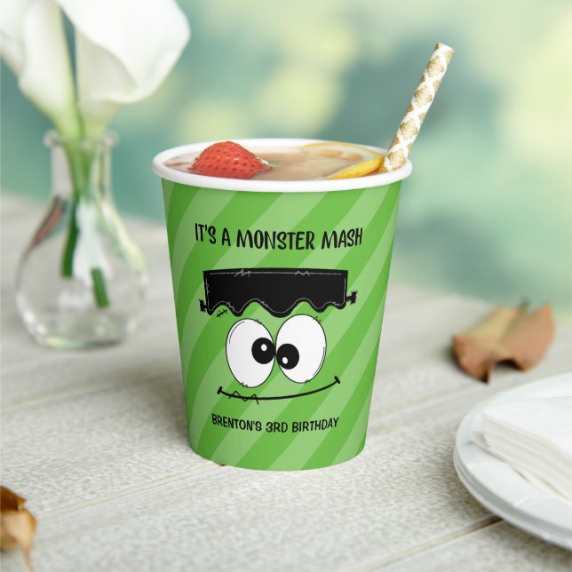 Frankenstein Kids Birthday Party Halloween Paper Cups (Insitu)
