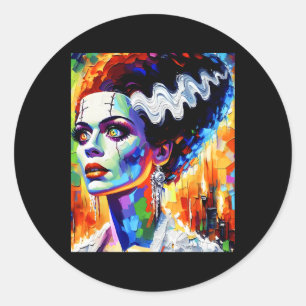 Frankenstein Monster And Bride Halloween Matching Classic Round Sticker