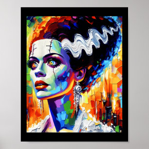 Frankenstein Monster And Bride Halloween Matching  Poster