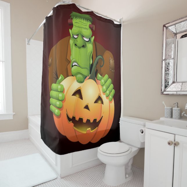 Frankenstein Monster Cartoon with Pumpkin (In Situ)