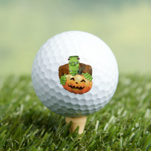 Frankenstein Monster Cartoon with Pumpkin Golf Balls