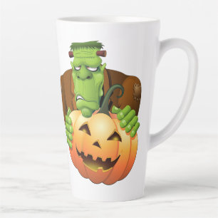 Frankenstein Monster Cartoon with Pumpkin Latte Mug