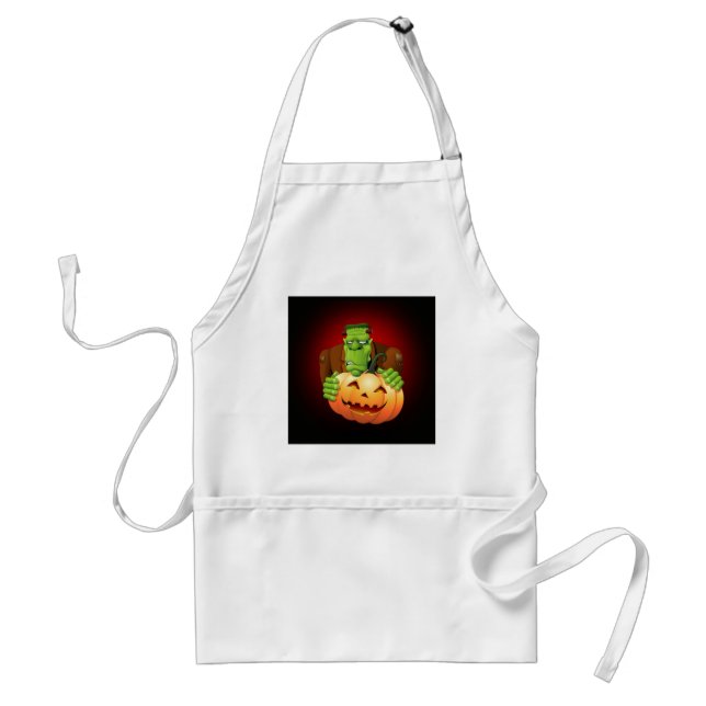 Frankenstein Monster Cartoon with Pumpkin Standard Apron (Front)