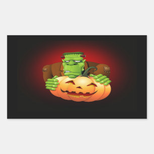 Frankenstein Monster Cartoon with Pumpkin Sticker