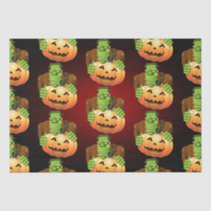 Frankenstein Monster Cartoon with Pumpkin Tissue Paper
