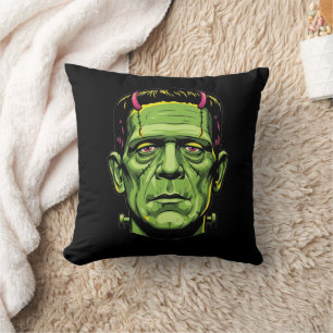 Frankenstein Monster Creepy Cute Halloween Throw Pillow