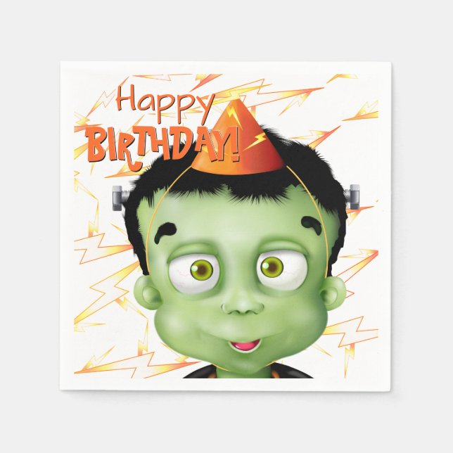 Frankenstein Monster Halloween Birthday Napkin (Front)