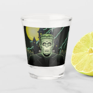 Frankenstein Monster Halloween Castle Lightning Shot Glass