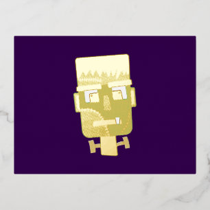 Frankenstein Monster Illustration Foil Invitation Postcard