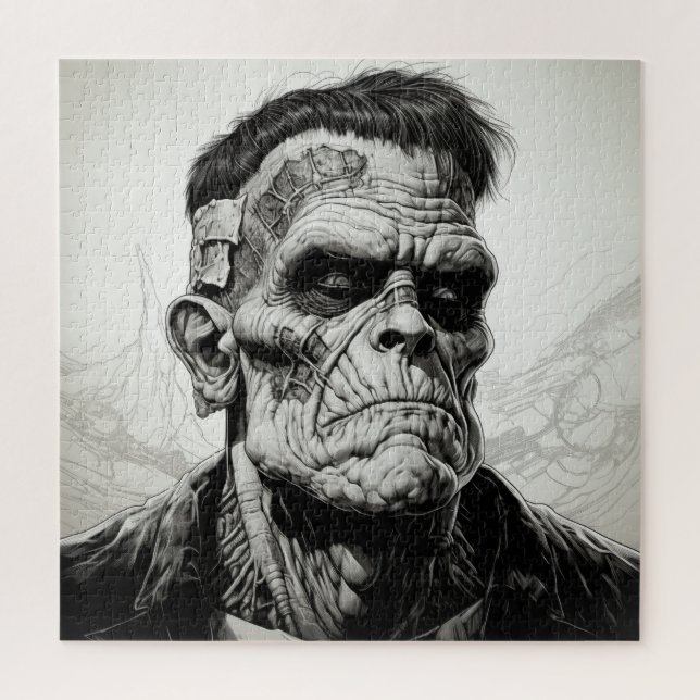 Frankenstein Monster Line Drawing Puzzle (Vertical)