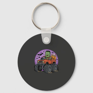 Frankenstein Monster Truck Halloween Graphic Desig Keychain