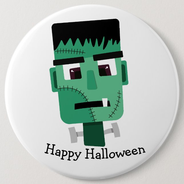 Frankenstein Monster's Head 6 Inch Round Button (Front)