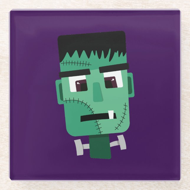Frankenstein Monster's Head Glass Coaster (Front)